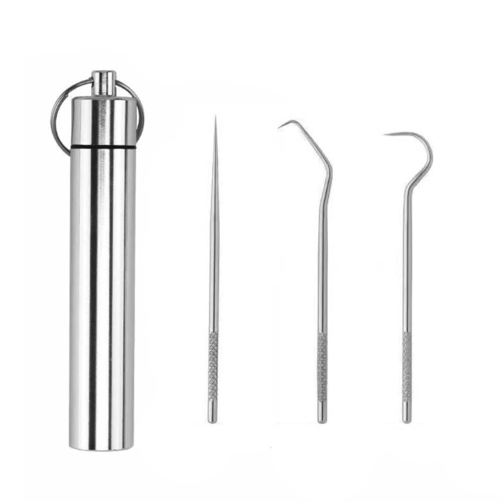 3/7pcs Reusable Toothpicks Pocket Set Stainless Steel Portable Teeth Cleaner for Tooth Oral Clean
