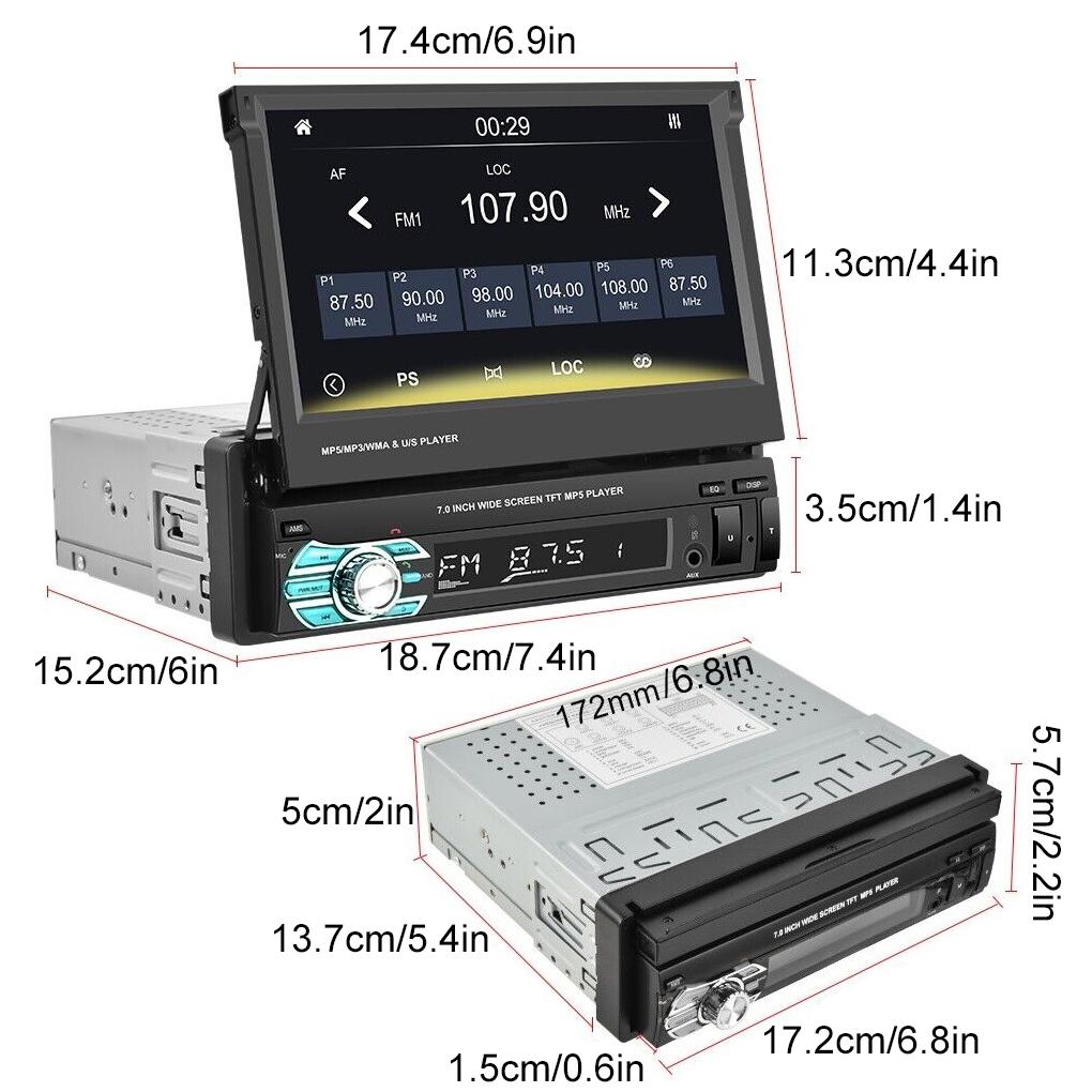 1 Din 7-дюймовый автомобильный радиоприемник стерео мультимедиа MP5 плеер цифровой Bluetooth FM проводной Carplay Android Auto Mirror Link Авторадио