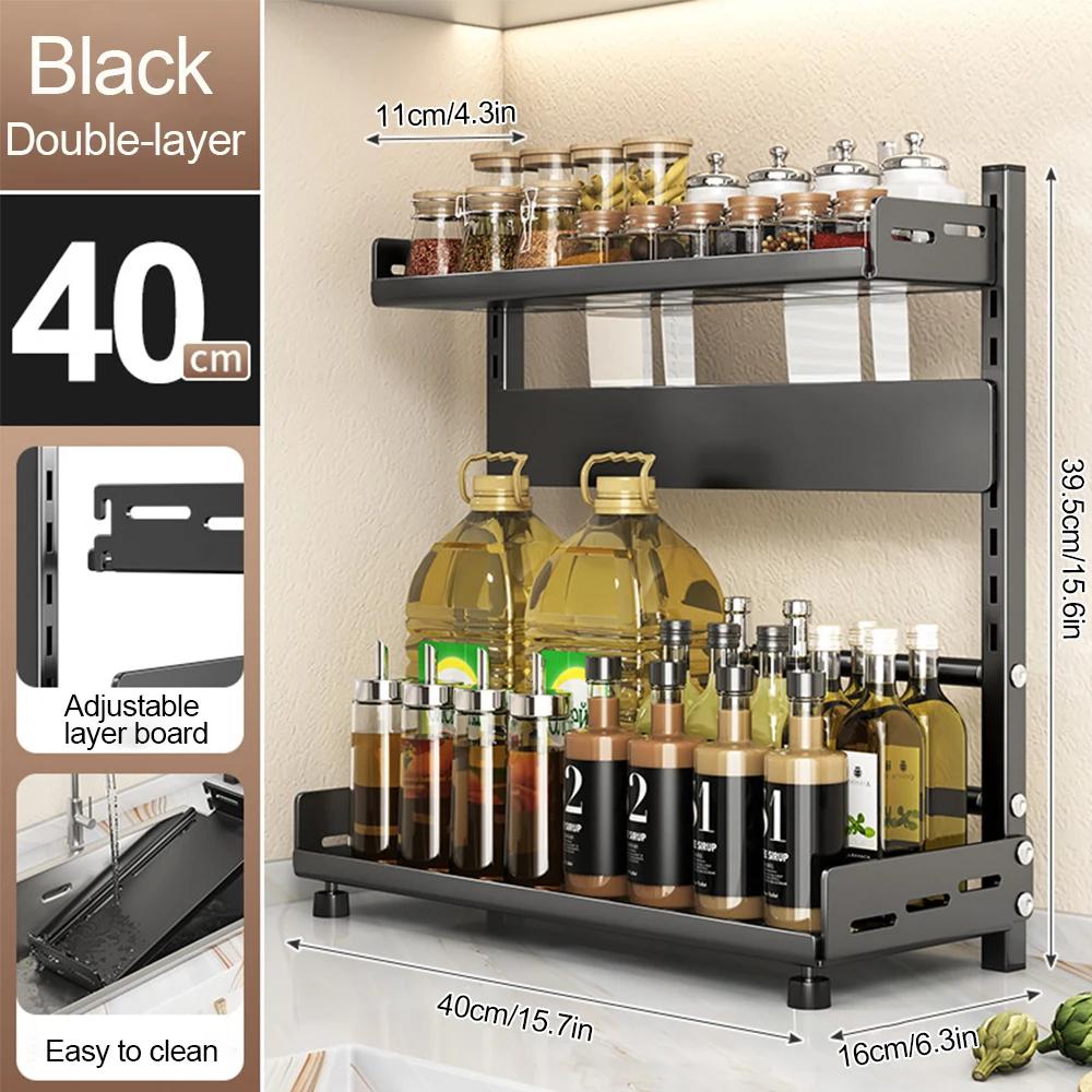2-3 Tier Height-Adjustable Vertical Spice Rack Rustproof Metal Spice Storage Rack Kitchen Storage Rack And Decorative Piece
