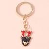 Cute Enamel Christmas Santa Claus Keychain Snowman Key Ring Pendants for Key Holder Handbag Accessories DIY X'mas Jewelry Gift