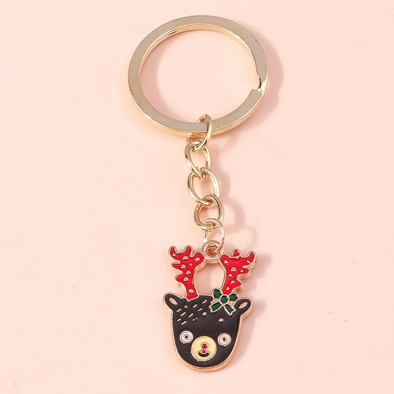 Cute Enamel Christmas Santa Claus Keychain Snowman Key Ring Pendants for Key Holder Handbag Accessories DIY X'mas Jewelry Gift