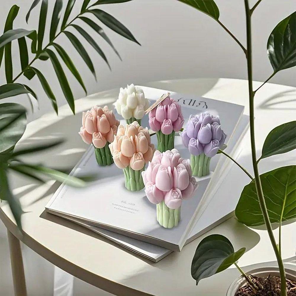 Многоразовые формы для свечей в виде букета тюльпанов, сделай сам, ручная работа, гибкий силикон, силиконовая форма для мыла, 3D форма для мыла, форма для изготовления мыла