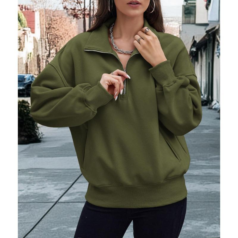 Осенне-зимний женский свитер с двумя карманами на молнии до середины бедра