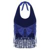 Womens Sleeveless Halter Top Sequins Tassel Fringe Crop Bra Dance Wear