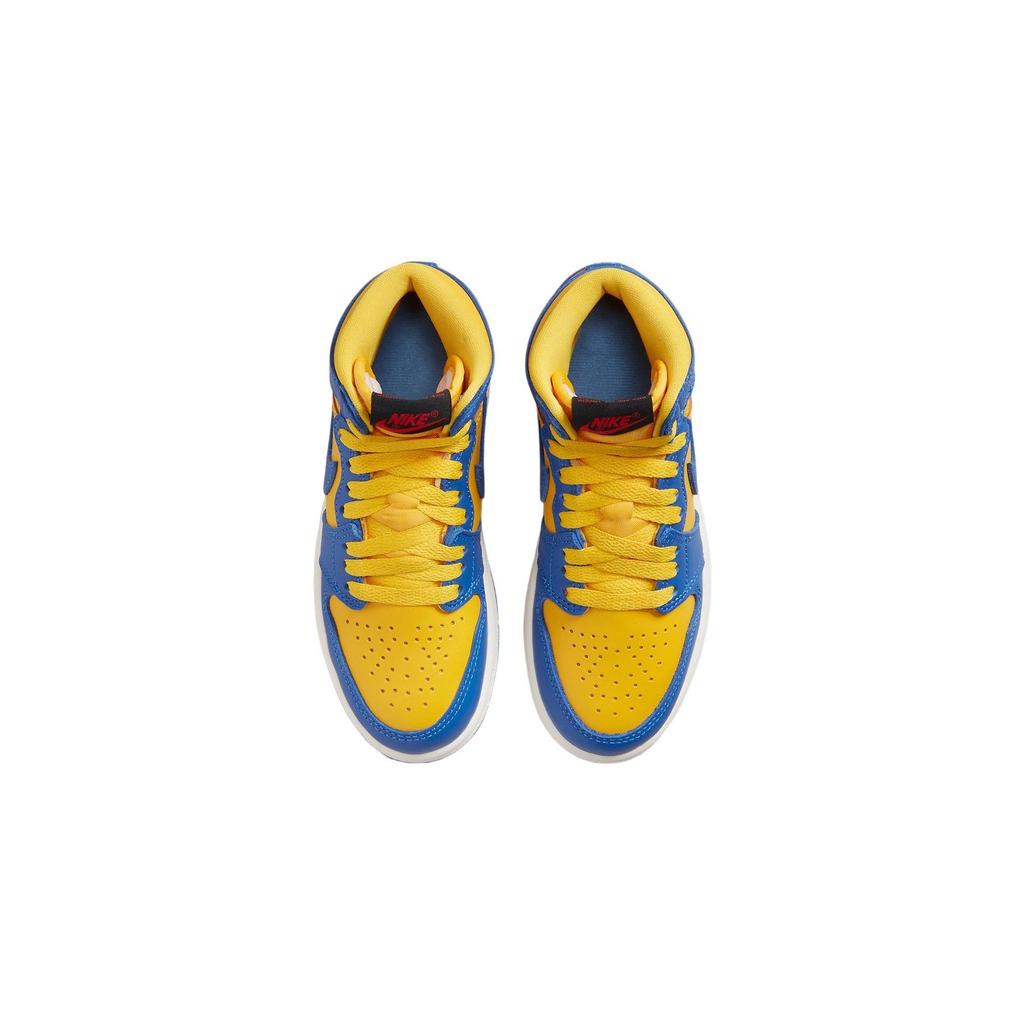Детские кроссовки Air Jordan 1 Retro High OG PS Reverse Laney желтые Varsity-Maize Game-Royal FD2597-700
