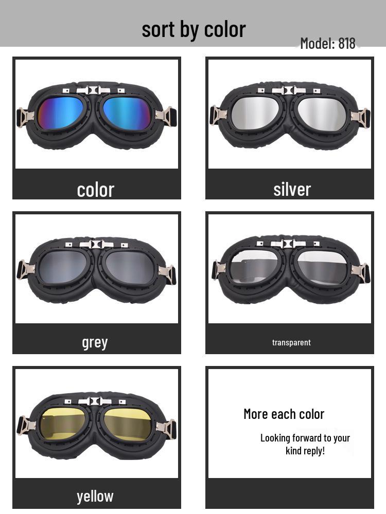 Harley-Style Retro Motorcycle Goggles: Windproof, Sandproof Helmet Glasses for Trendy Riding