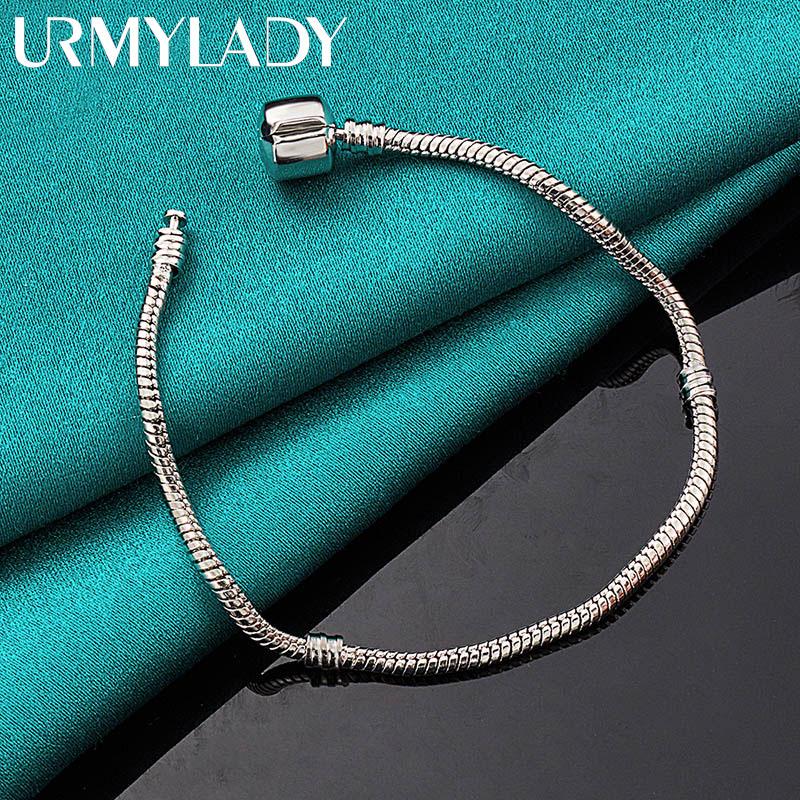 Браслет-цепочка из стерлингового серебра 925 пробы со змеей, модные очаровательные ювелирные изделия