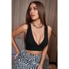 Women's Black Cross Back Detailed Stylish Crop Top Blouse