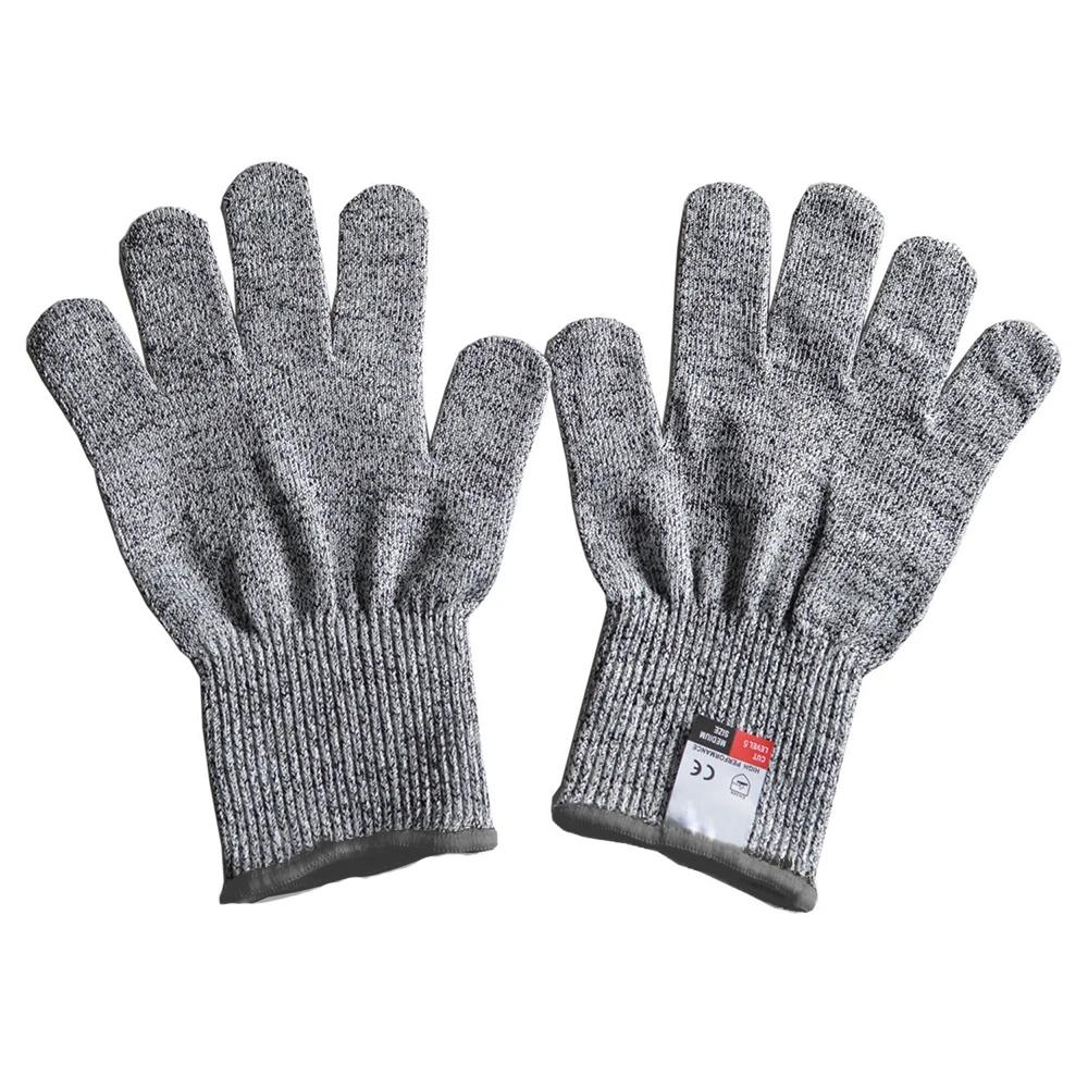 Anti Cut Proof Gloves 1Pair Grey Black HPPE EN388 ANSI Anti-cut Level 5 Safety Work Gloves Thickness Cut Resistant Gloves Tools