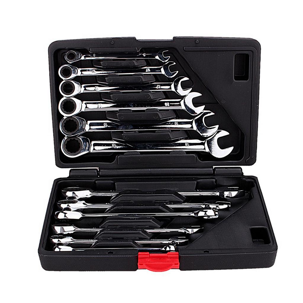 12pcs Fixed Spanners Ratchet Wrench Hand Tool Set Kit 819mm