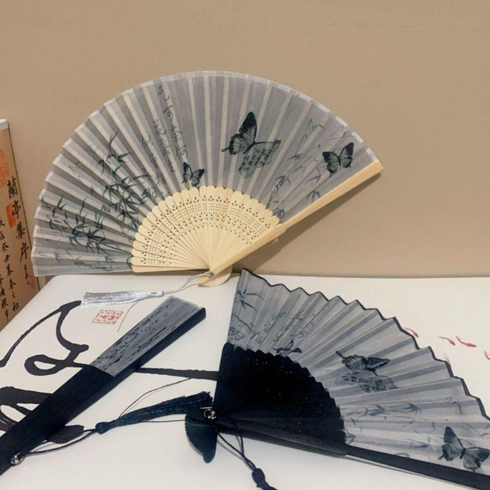 Веер для классического танца в китайском стиле, высококачественный веер с росписью тушью, новый складной веер с кисточками