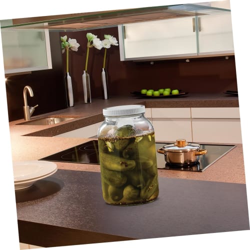 OKUMEYR Wide Mouth Glass Jar with Airtight Lid, Large Storage Container for Brewing, Fermentation, Pickling, and Kitchen Canisters