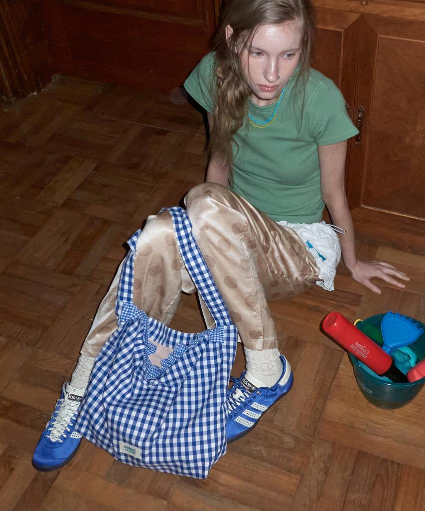 Сумка Maison Creme Check Frill Reversible Bag _ Гингэм Синий
