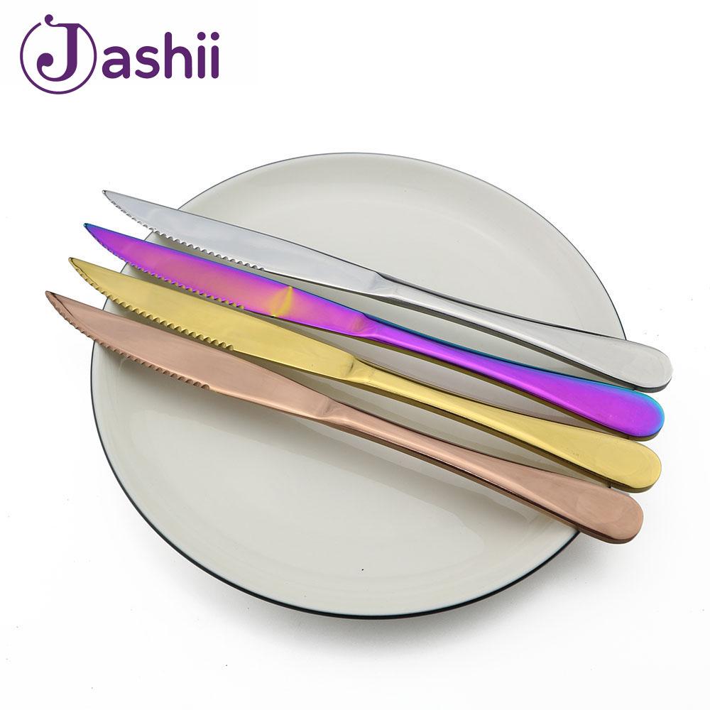 6pcs High Quality Stainless Steel Rose Gold Steak Knife In Dinnerware Set Restaurant Sharp Steak Knives Tableware Cutlery Set