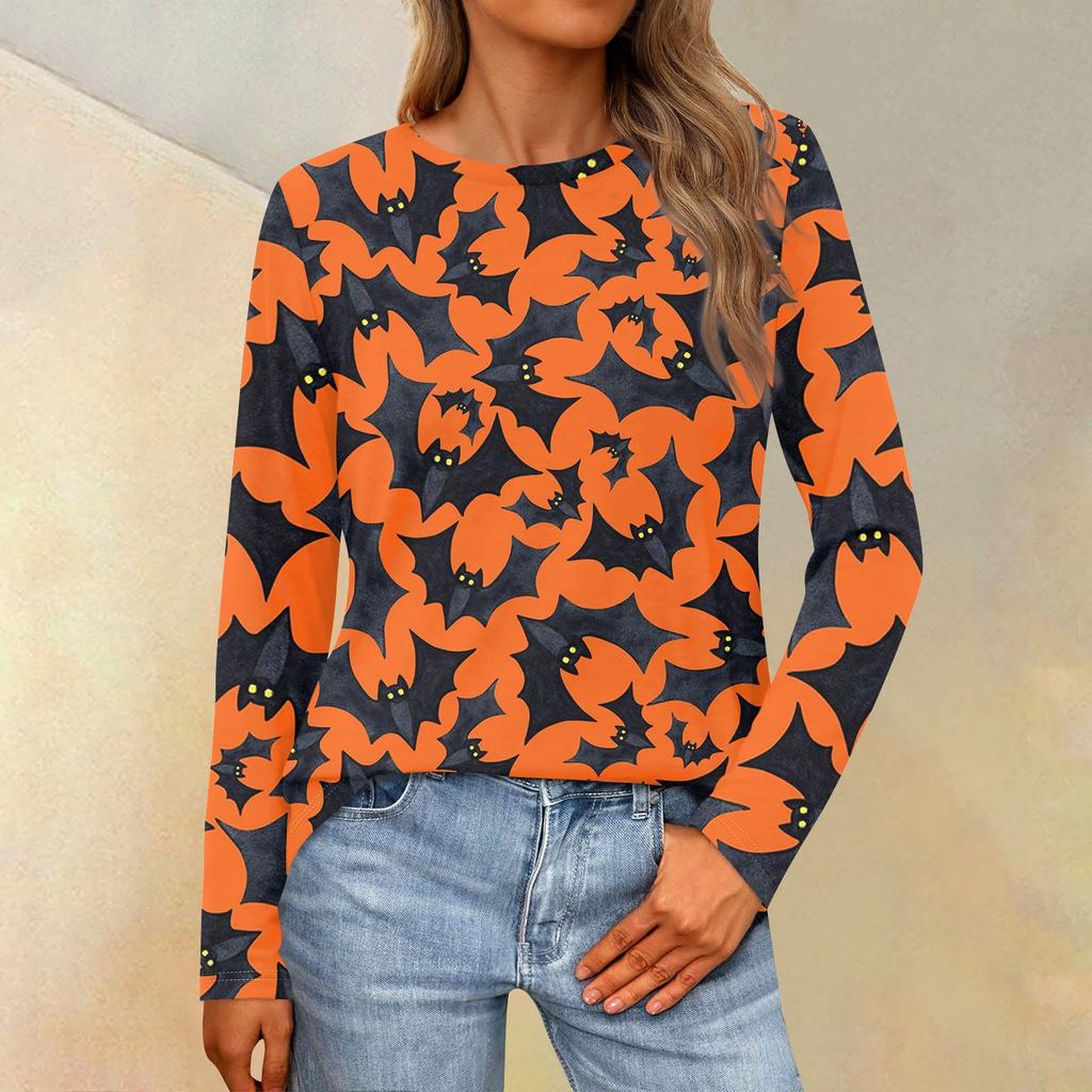 Женская свободная повседневная повседневная футболка с длинным рукавом и круглым вырезом, сплошной цвет, топ