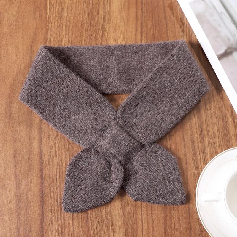 Women's 100% Wool Neck Warmer Scarf Soft Knitted Bow Knot Decoration Solid Color Fashionable Winter Accessory Fake Collar
