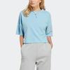Adidas Originals Three Stripes Color Block Loose Short Sleeve T-Shirt Women Blue IB7311