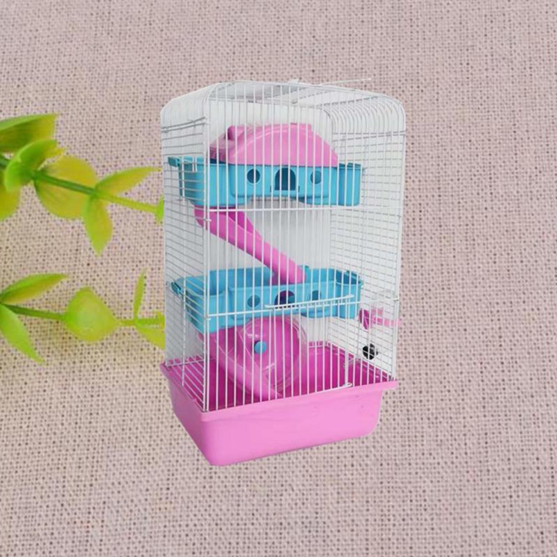 3-слойная клетка для домашних животных в форме виллы с кормушкой на бегущем колесе для хомяка