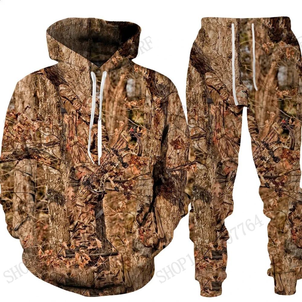 Men Hoodie Pant Set Hunting Animal Camouflage 3d Print Set Men Women Fashion Hoodie +Pant 2Pcs Set Sports Outdoor Tracksuit Suit