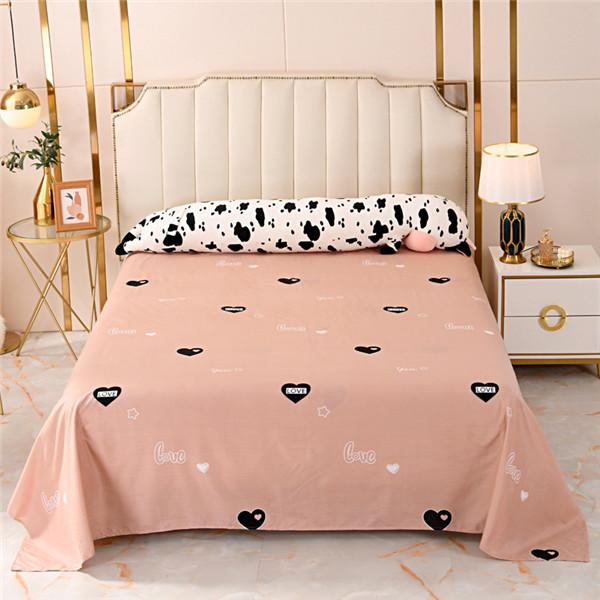 Bed Sheet Polyester Cotton Printed Fitted Sheet Bedding Flat Sheet Soft Breathable Bed Linens (No Pillowcases )