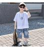 Boys' Summer Striped Short Sleeve Set 2026 New Style Handsome and Fashionable Little Boys' Summer Fashion Cool Wear with Jeans