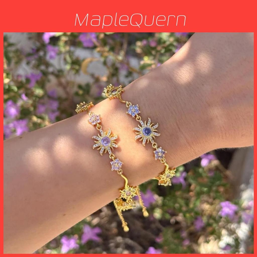 Flower Star Jewelry Bracelet With Purple Gemstone For Women Summer