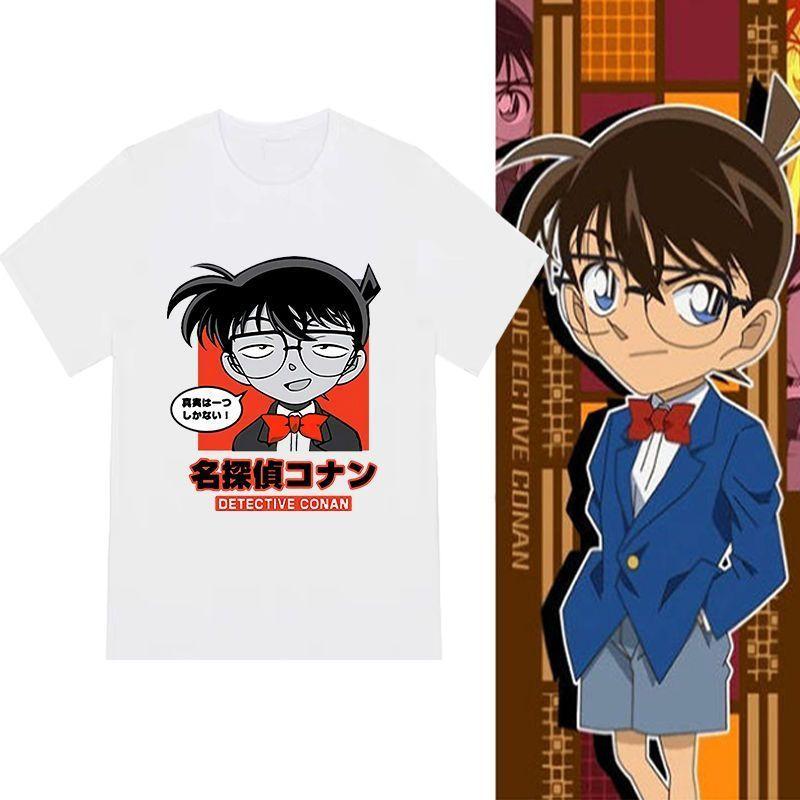 Vintage Detective Conan Graphic T‑Shirt Japanese Anime Print Short Sleeve Oversized High Quality Casual Crew Neck Cotton Unisex Streetwear Tops Tees