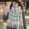 Women's Wool Plaid Scarf Winter Thickened Versatile Shawl Plush Scarf