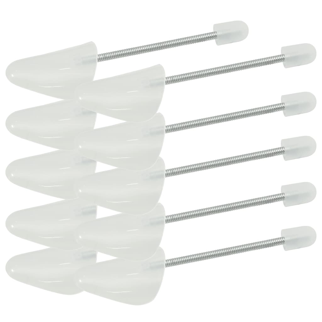 Shoe Trees with Spiral Spring 5 Pairs White EU Size 38 44 Plastic