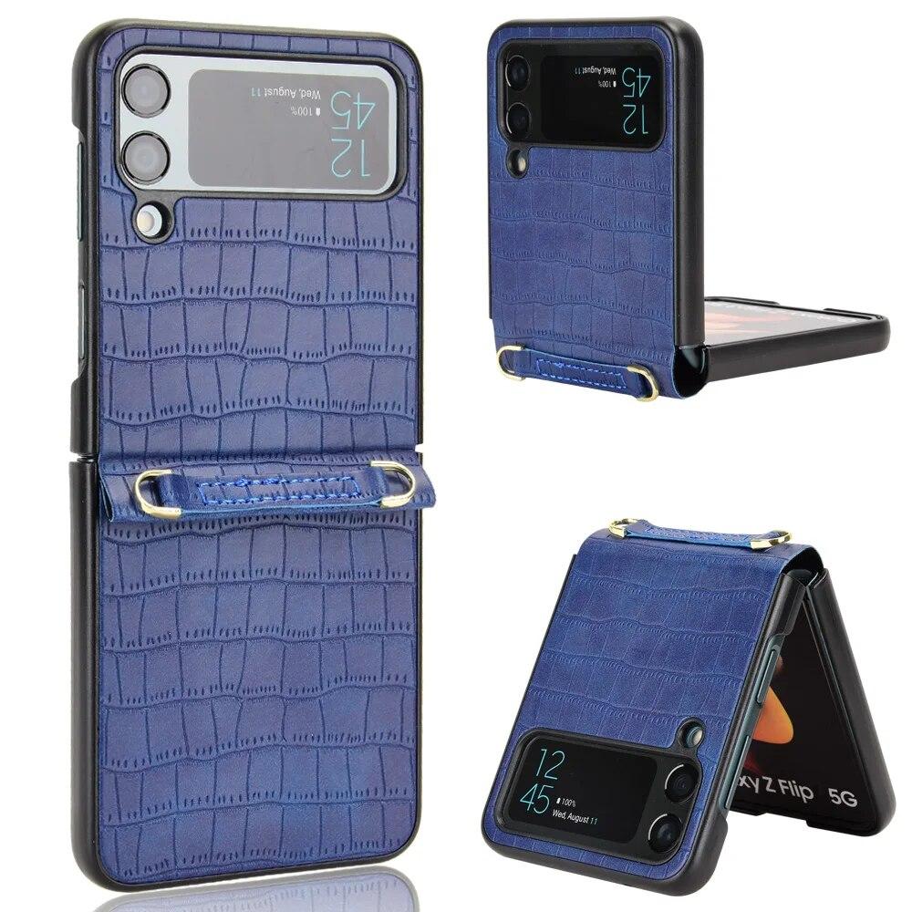 Роскошный кожаный чехол-кошелек с защитой от падения для Samsung Galaxy Z Flip 4 5 5G Flip5 Flip4 Flip3 Flip 3, чехол для телефона с защитой от падения