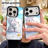 Phone Case: 2D flat design, suitable for iPhone 18 17 16 15 14 13Pro in rainbow silver, couple style, gray cat and white cat, Christmas and Halloween 