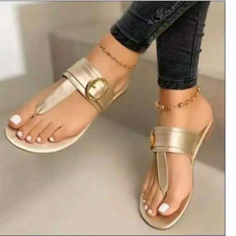Summer New Women's Sandals Fashion Clip Toe Flat Women's Flip Flops Beach PU Leather Casual Ladies Flats Slippers Zapatos Mujer