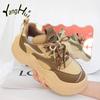 Women's Vulcanize Shoes Height Increasing Sports Rest Black and White Contrast Color Sneakers 2024 New Autumn and Winter