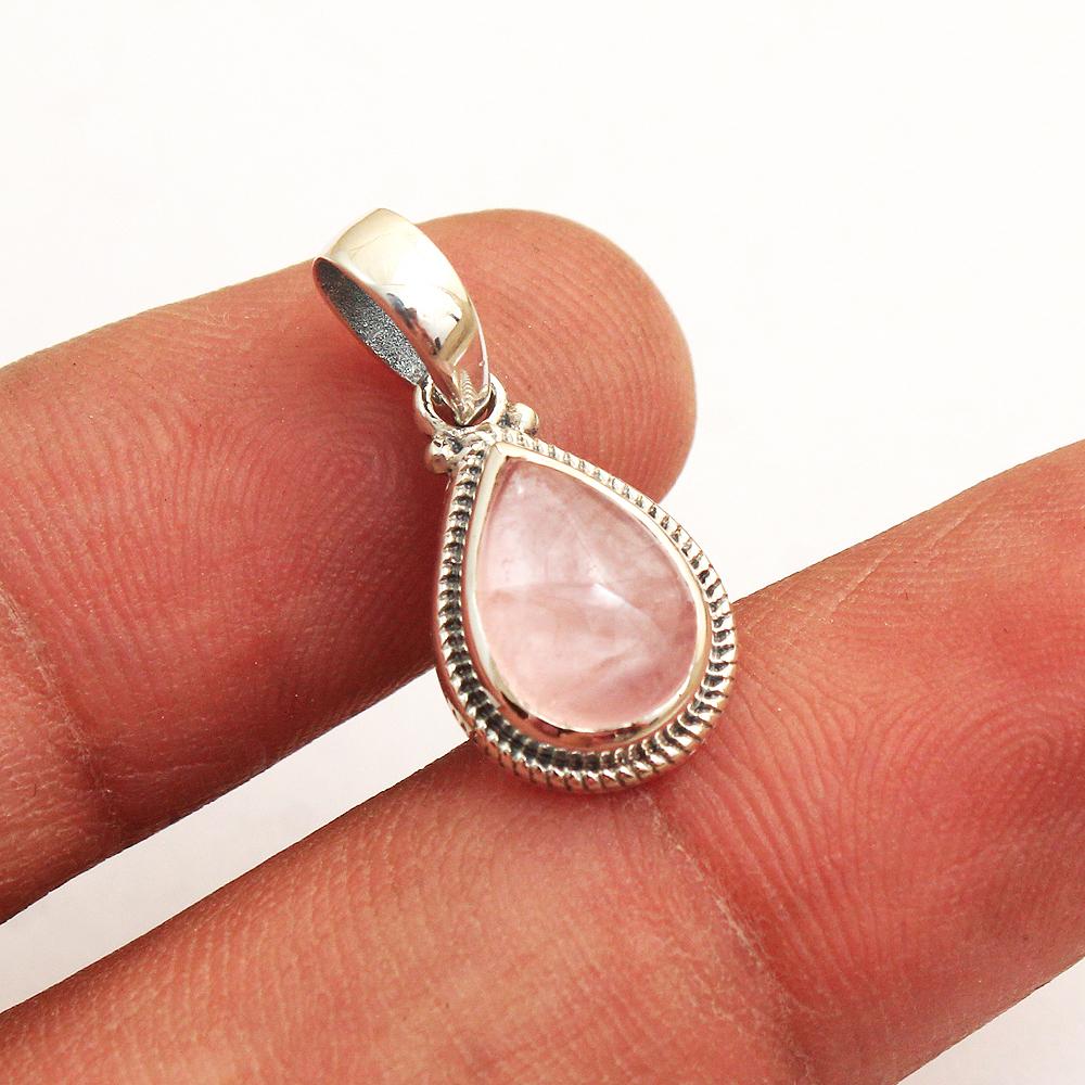 Женский кулон из розового кварца, ювелирные изделия ручной работы из стерлингового серебра 925 пробы