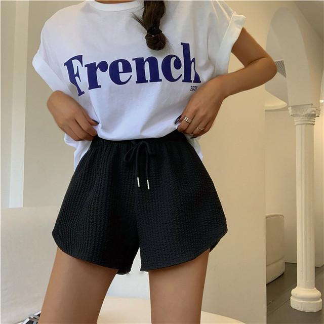 Женские шорты, летние высокие эластичные шорты на шнуровке, широкие спортивные шорты для фитнеса, свободные повседневные большие спортивные брюки