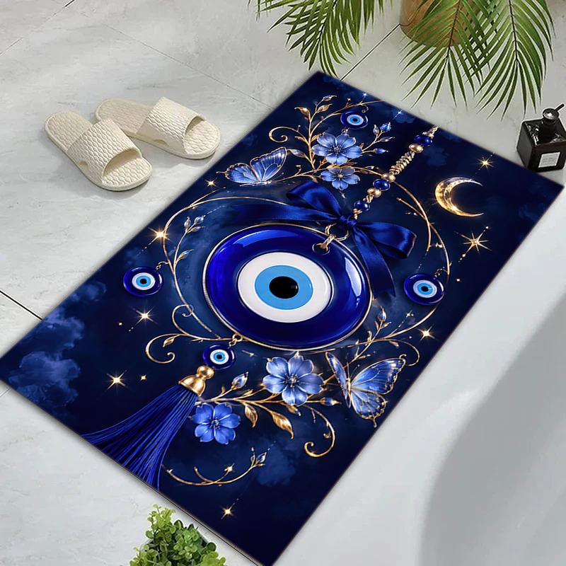 Blue Mystic Hamsa Hand Celestial Symbols Carpet Printing Home Decor Room Art Dormitory Decoration