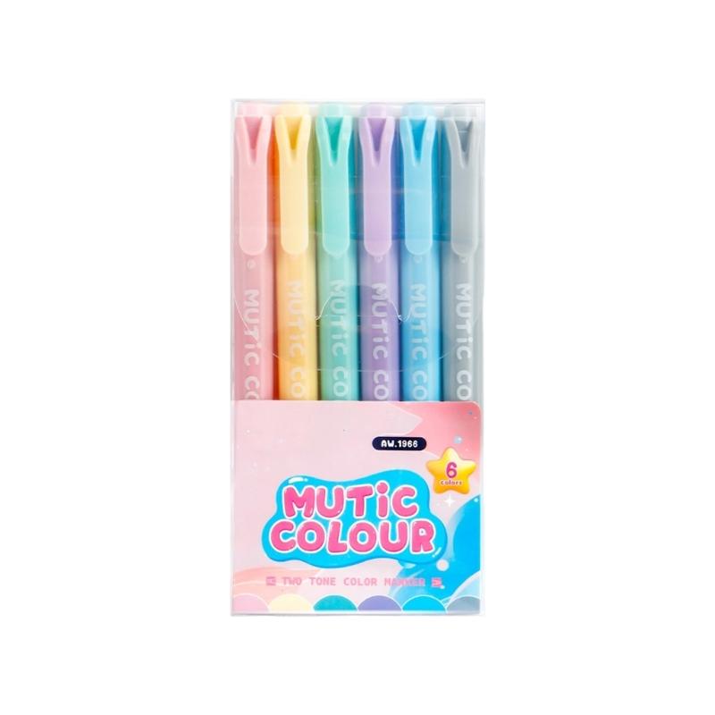 6/12/24 Цвета Маркеры-хайлайтеры Многофункциональная ручка-хайлайтер Флуоресцентная ручка Двусторонние хайлайтеры для журнала
