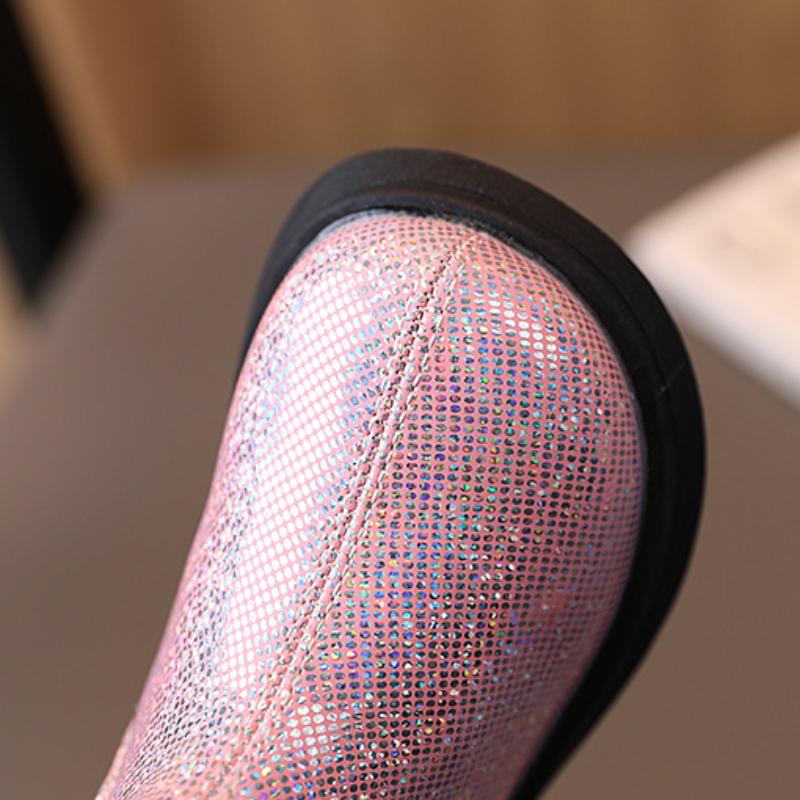 Ботинки для девочек, новые модные ботильоны на осень-зиму, детская повседневная обувь в британском стиле, модные короткие ботиночки с блестками для малышей