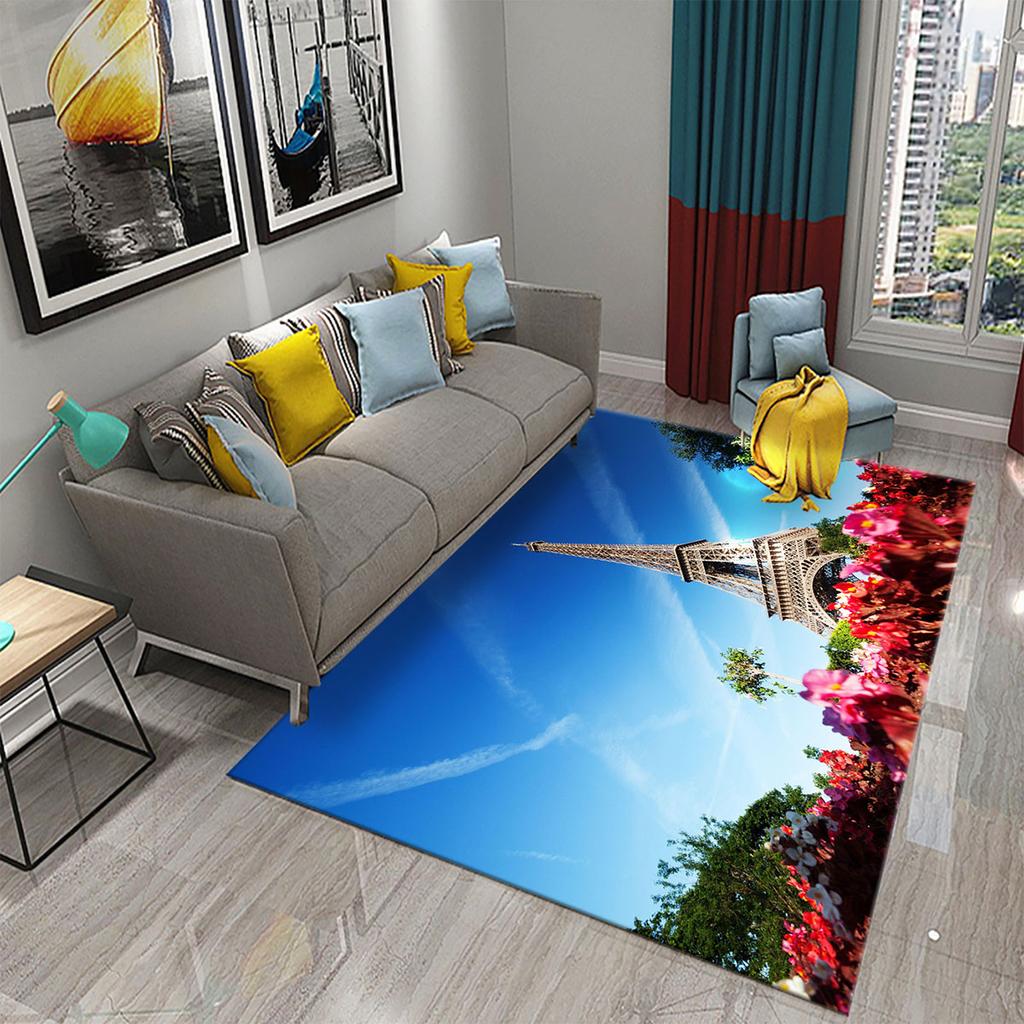 3D Романтические ковры с Эйфелевой башней для гостиной, спальни, ванной комнаты, прихожей, противоскользящий коврик, декор, кухонный коврик, придверный коврик