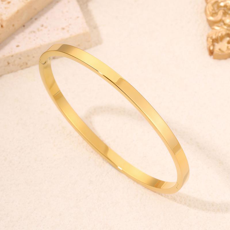 Женский высококачественный браслет из титановой стали, не тускнеющий, с полированной пряжкой-манжетой