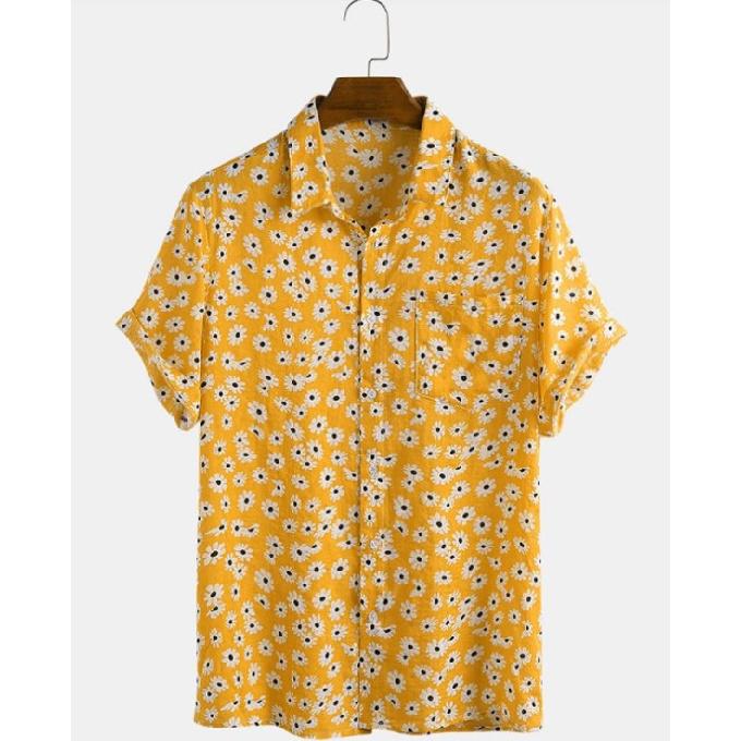 Мужская новая рубашка с короткими рукавами и цветочным принтом Daisy, летняя мужская повседневная модная рубашка с узором