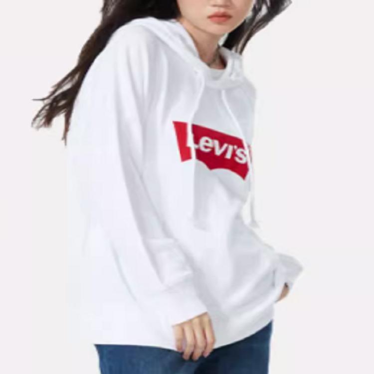 Levis Letter Logo Printed Hoodie Women Hoodies White 35946-0100