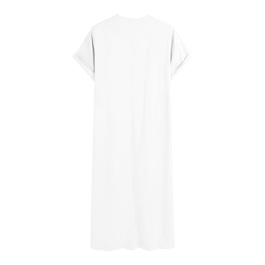 Халат с коротким рукавом Тобе чистый цвет Джубба платья мусульманский кафтан мужской арабский восточный исламский длинный халат средний