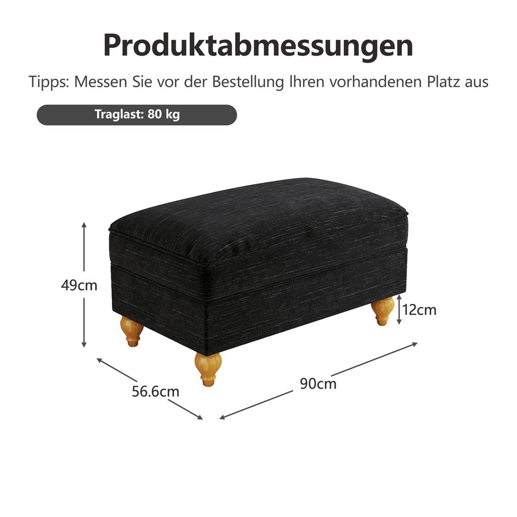 Windsor Stool Chenille - Black