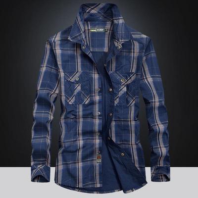 2024 Мужская хлопковая рабочая рубашка в стиле милитари: Легкая куртка с длинным рукавом, большого размера, весна/осень