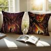 Dark style artistic illustration HHalloween Cushion Cover Pillowcase Antidustmite Invisible Zipper Short Plush Sofa Cushion