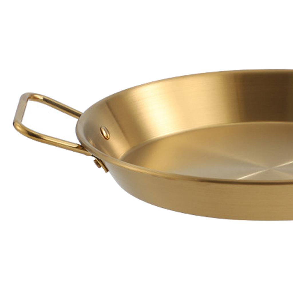 Paella Pan Stainless Steel Dual Handle Versatile Seafood Lobster Plate Paella Cookware for Home Restaurant