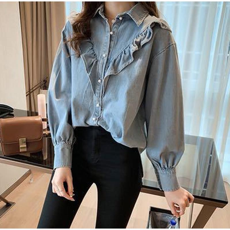 Women's Denim Shirt Loose Double Pocket Long Sleeved Versatile Casual Coat Shirt Women Fashion Jean Jackets Spring Autumn Trend 2025