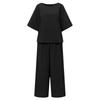 Women Summer Casual Cotton Outfits Half Sleeve T-shirt and Trousers Two Piece Suit Set