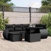VidaXL Garden Lounge Set 7 Pcs with Cushions Black Wicker 3268675